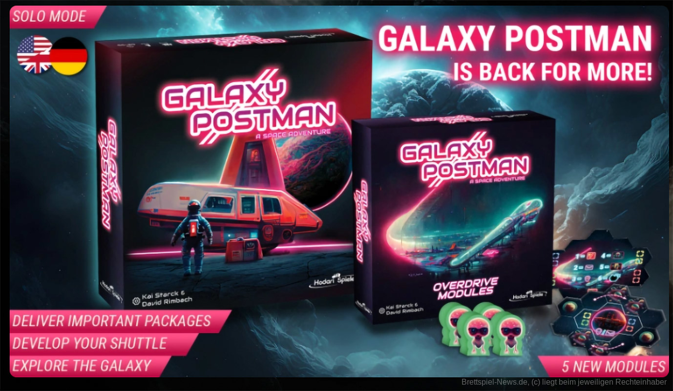 Galaxy Postman Reprint und neue Erweiterungen und Solo-Modus bald auf Gamefound