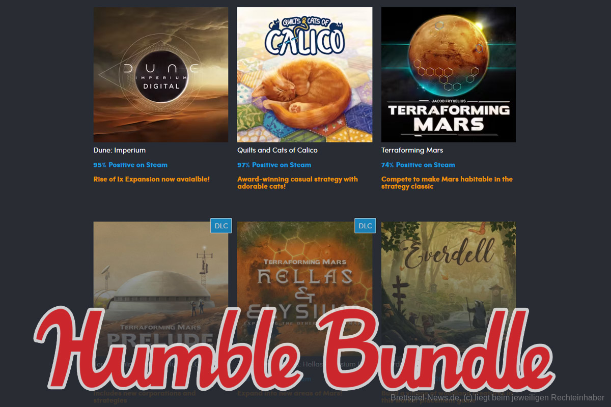 Humble Bundle 16,57 € statt 153,86 €: Board Game Night: with Dire Wolf Digital & Friends