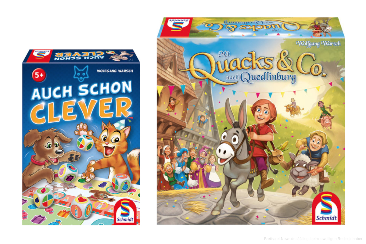 „Auch schon clever“ und „Mit Quacks & Co. nach Quedlinburg“ | Kinderspiel-Ableger von Schmidt-Spiele